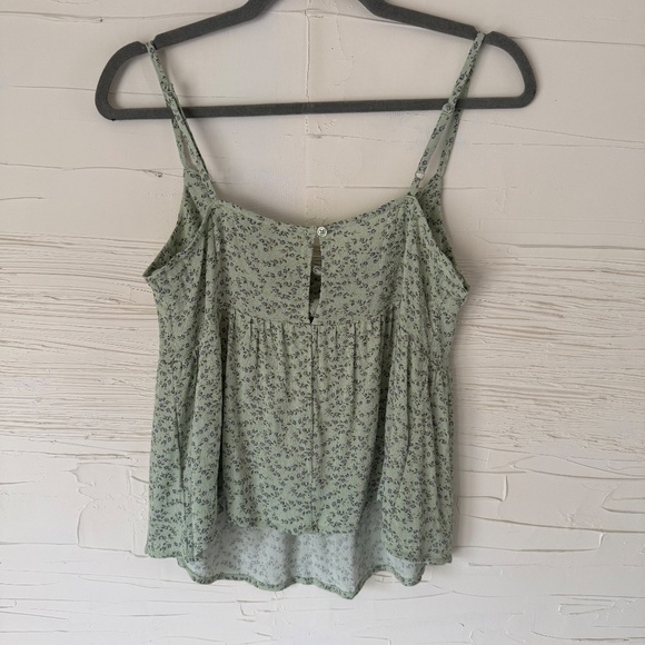 American Eagle Flowy Babydoll Tank - Light Green Floral - Size Small - Picture 3 of 4
